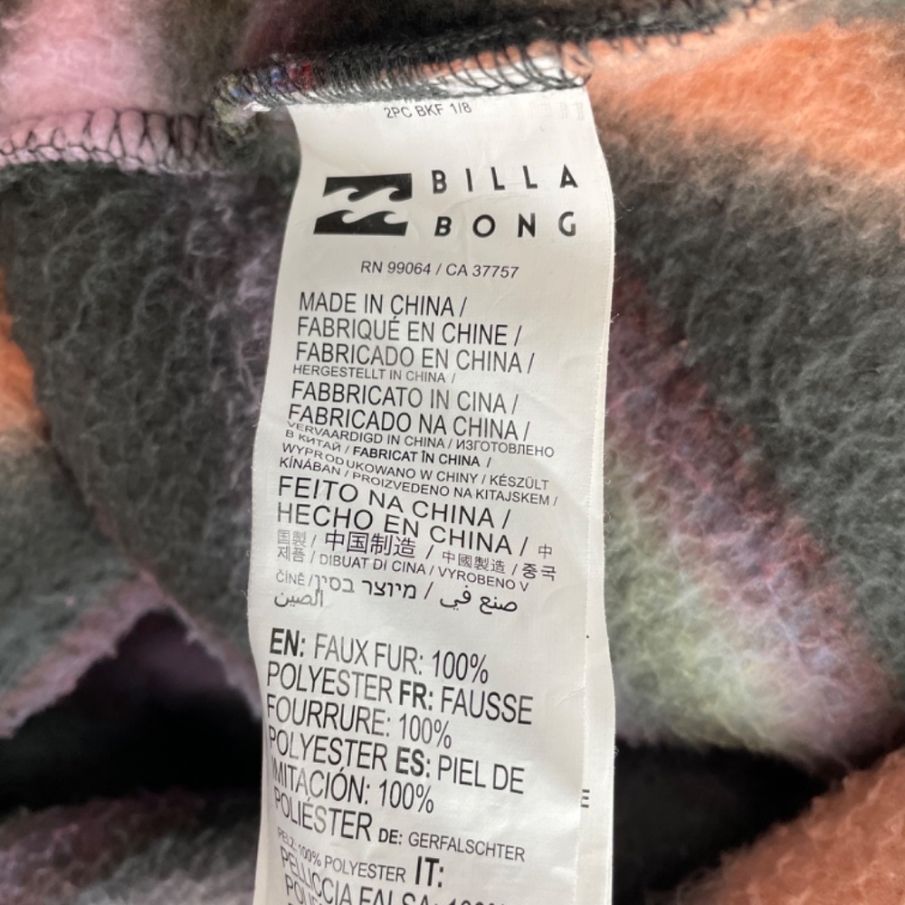Billabong Pullover Half Snap Sherpa Jacket Multicoloured Women’s Size Large - Picture 14 of 14